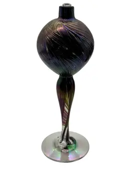 Rosetree New Orleans Art Glass Rainbow Iridescent Pedestal Oil Burner