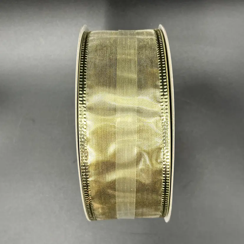 Wired Edge Ribbon 2" x 75' (25 yds) Solid Shiny Metallic Gold