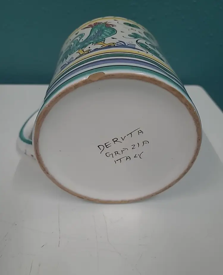 Deruta Grazia Italy Signed Rooster Chicken Mug