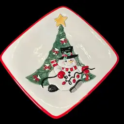 33. Fitz Floyd Plate Classics Cheers Tray Christmas Snowman Cookie Holiday Lights