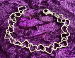 Vintage Sterling Silver Heart Bracelet - Size 6.75” Tested 2x