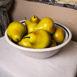 Blue and White Handmade Stoneware Bowl with Wheat Motif