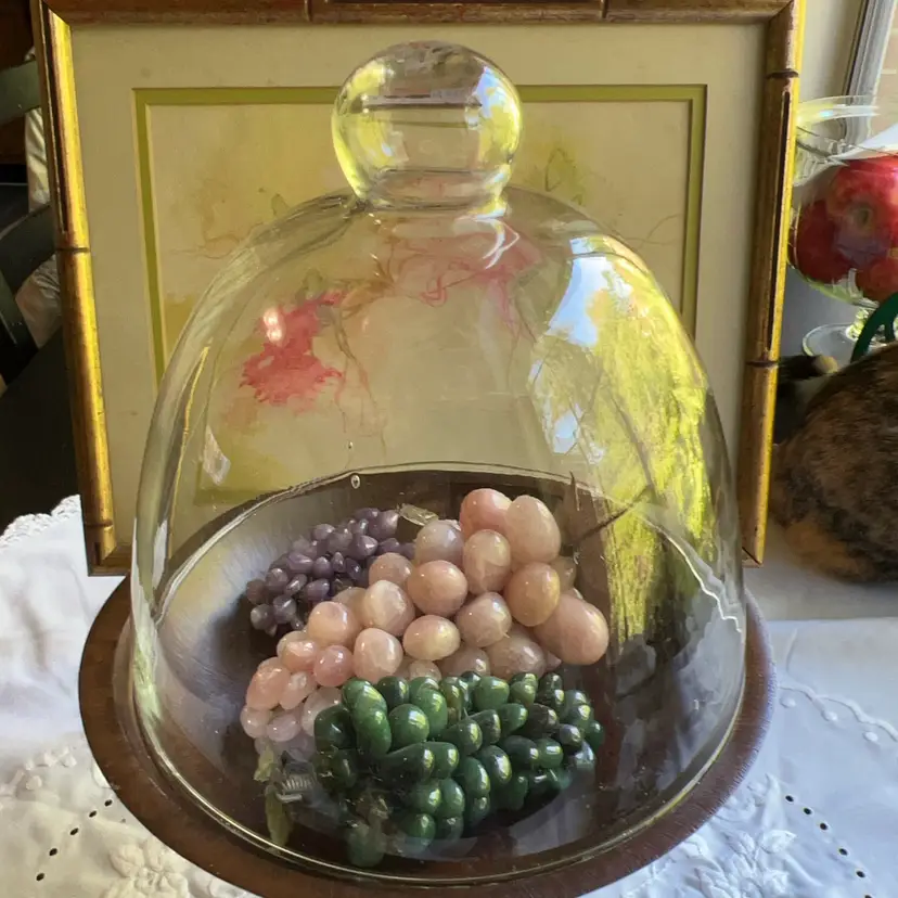 Vintage Large Handblown Glass Cloche Dome 8” tall x 8” wide with Hollow Handle
