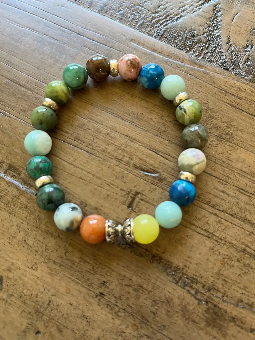 Semi Precious Mixed Stone Stretch Bracelet
