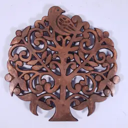 Solid COPPER PARTRIDGE IN A PEAR TREE Bird Farmhouse Kitchen Wall Art TRIVET