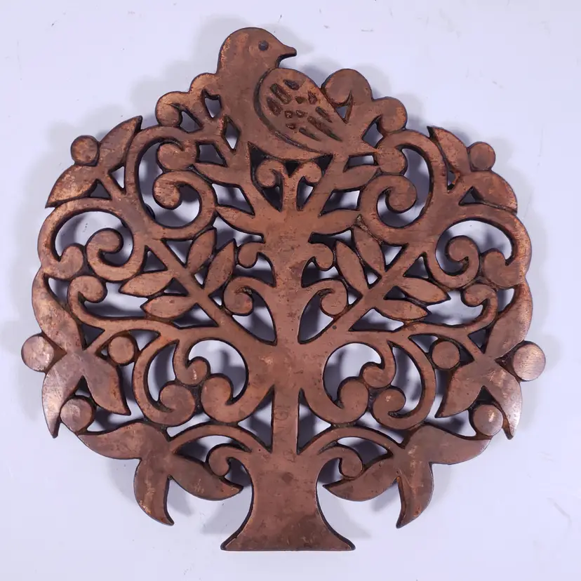 Solid COPPER PARTRIDGE IN A PEAR TREE Bird Farmhouse Kitchen Wall Art TRIVET