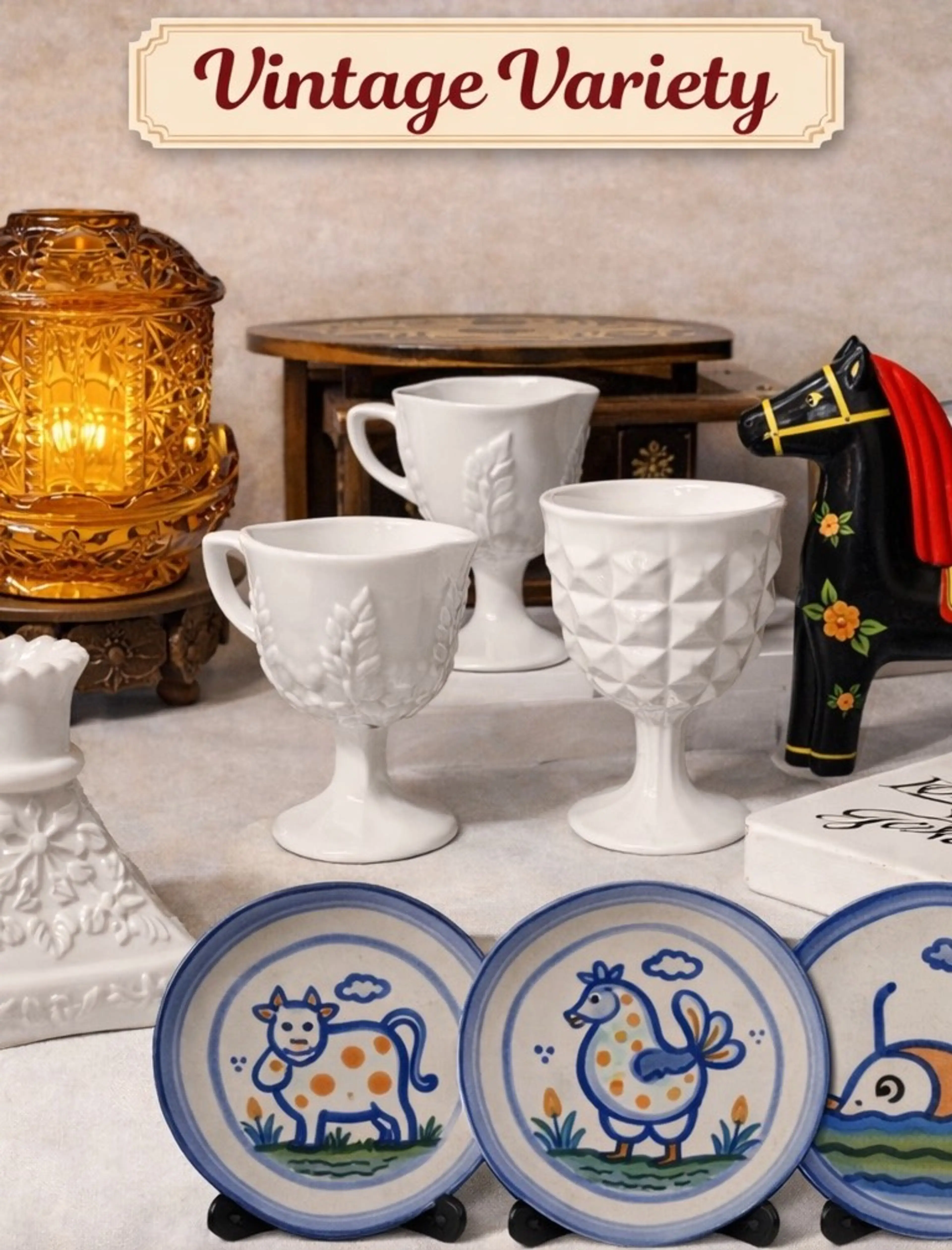 Milk Glass, Vintage Tins, MA Hadley And More