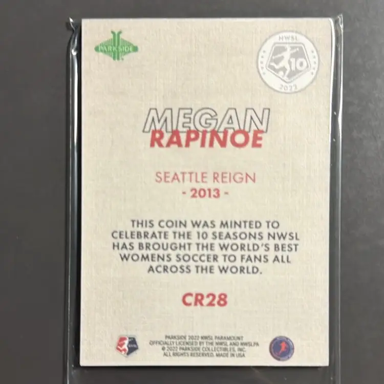 Megan Rapinoe 2022 Parkside Paramount Coin - Seattle Reign - 500 Print Run - Women’s Soccer