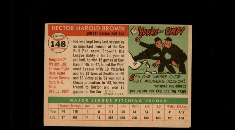 1955 Topps #148 Hal Brown - (pk-tl1) - Boston Red Sox