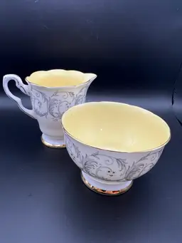 Gladstone "Scroll" Bone China Made In England Cream And Sugar Set