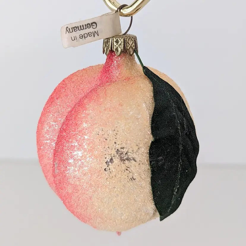 Vintage Glass Peach Christmas Ornament Made In Germany 3"