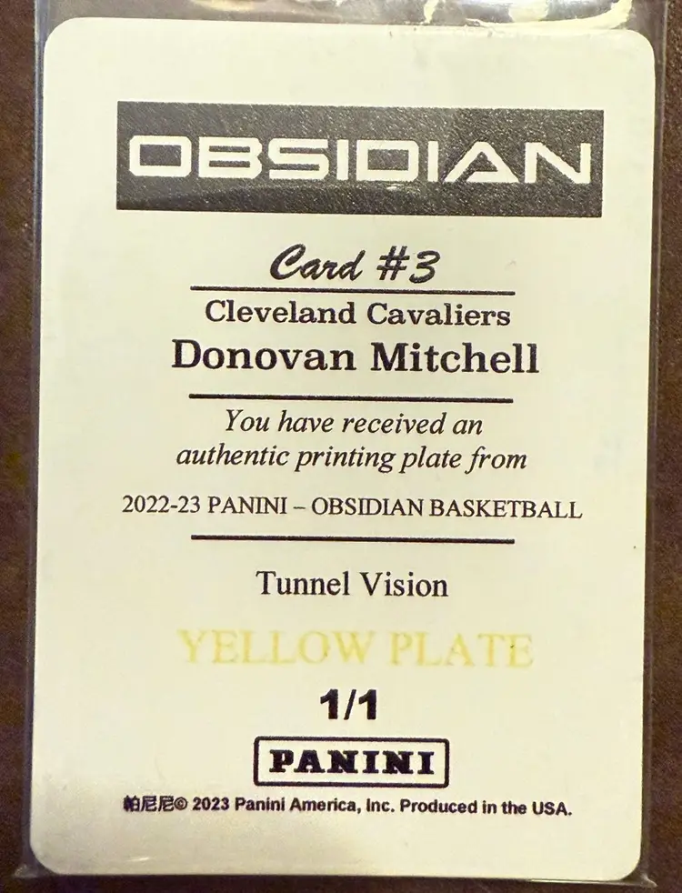 Donovan Mitchell OBSIDIAN
Tunnel Vision 1 Of 1 Printing plate Cavaliers