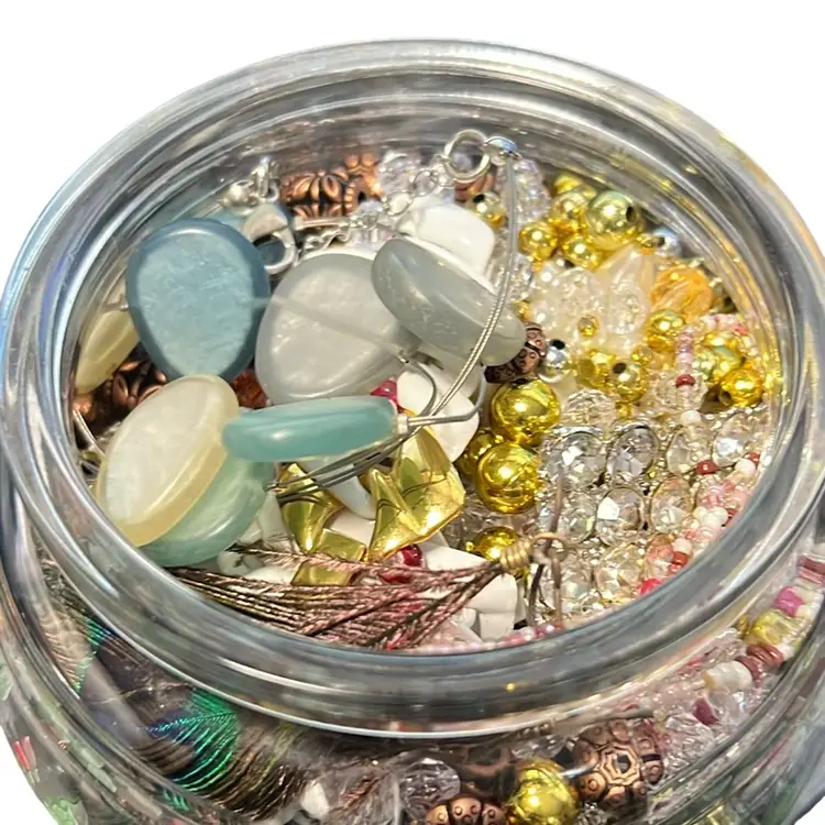 Craft Beads In Flower Jars, 3”Tall, 3” W… About 3lbs Multicolor: Craft Beads And Jewelry