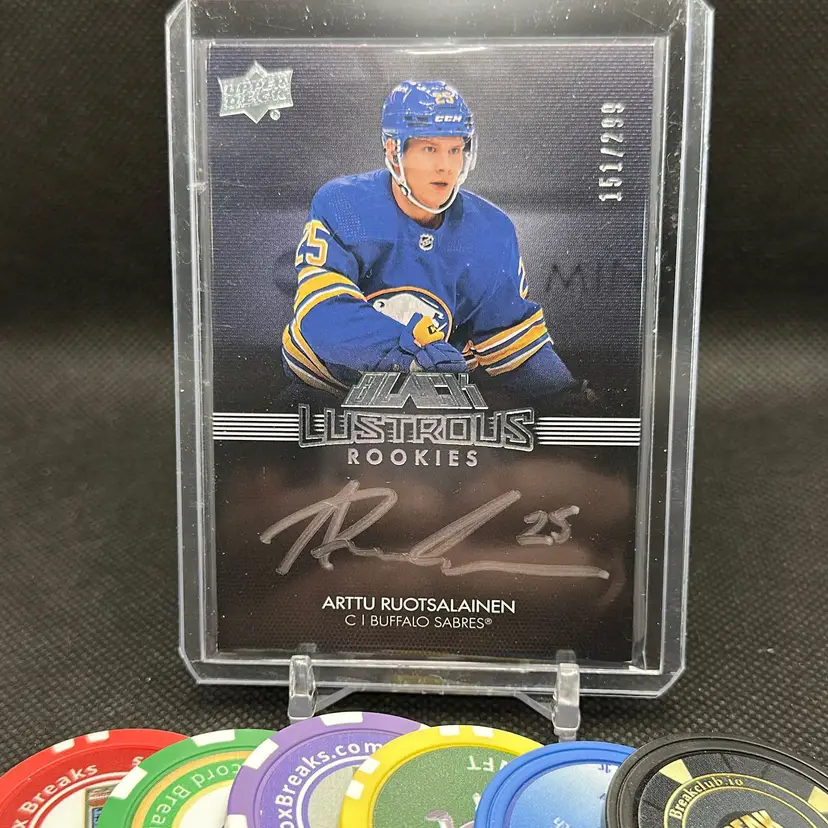 Arttu Ruotsalainen 2022 Upper Deck SPX Black Lustrous Rookies Auto /299 Buffalo Sabres