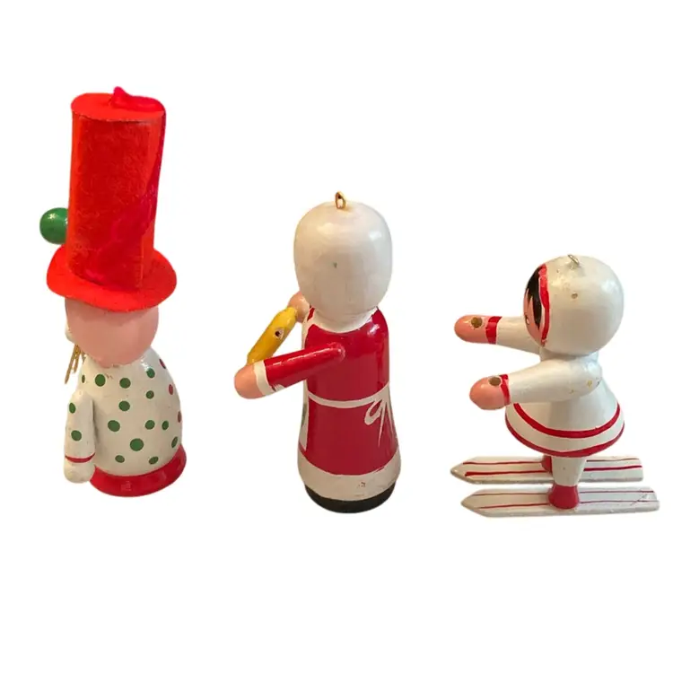 Three Vintage Wooden Ornaments