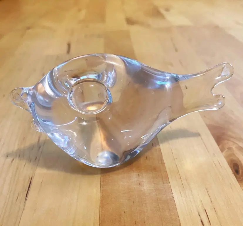 Clear Art Glass Fish Paperweight Signed