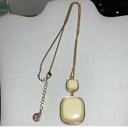 Long Goldtone With Ivory Pendant Celluloid 20” - Liz Claiborne