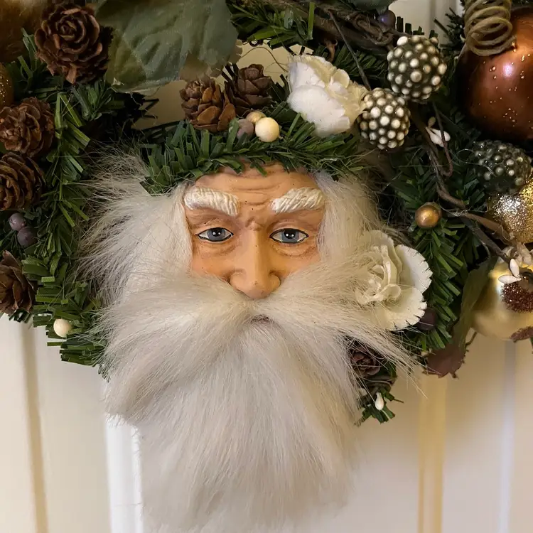 Rustic WOODLAND Santa Christmas Wreath Owls Critters Holiday CUSTOM Handmade 14"