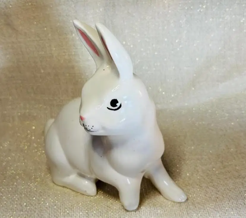 Vintage White Porcelain Ceramic 7" Bunny Rabbit Figurine