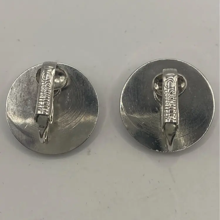 Vtg Sarah Coventry Faceted Silver Toned And Black Stone Clip-On Earrings