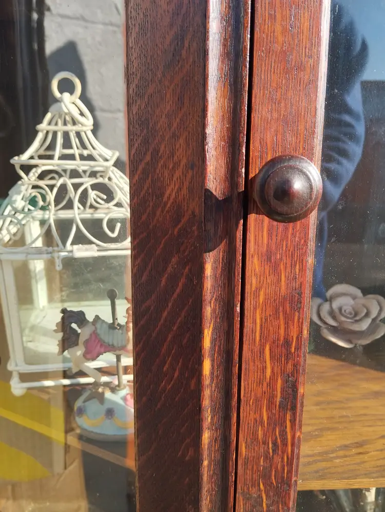 Vintage Solid Oak Glass Corio China Cabinet