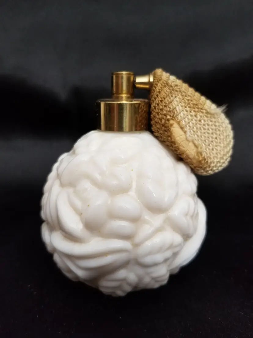 Vintage Milk Glass  Rose Perfume Atomizer
