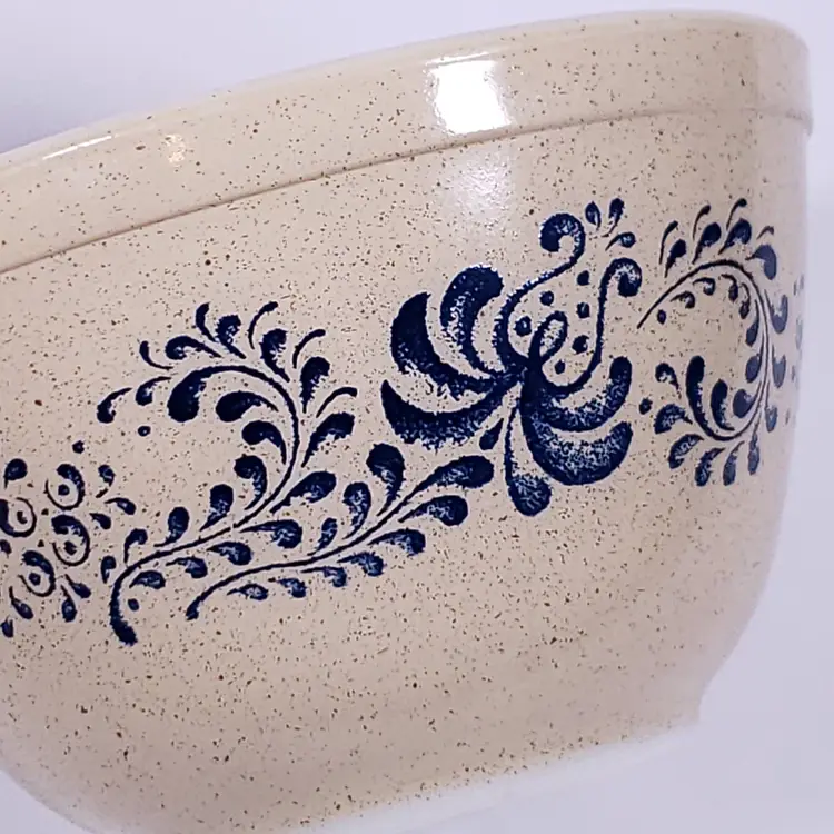 Vintage PYREX Homestead 401, 402, 403 Blue Floral Speckled Brown MIXING BOWL SET