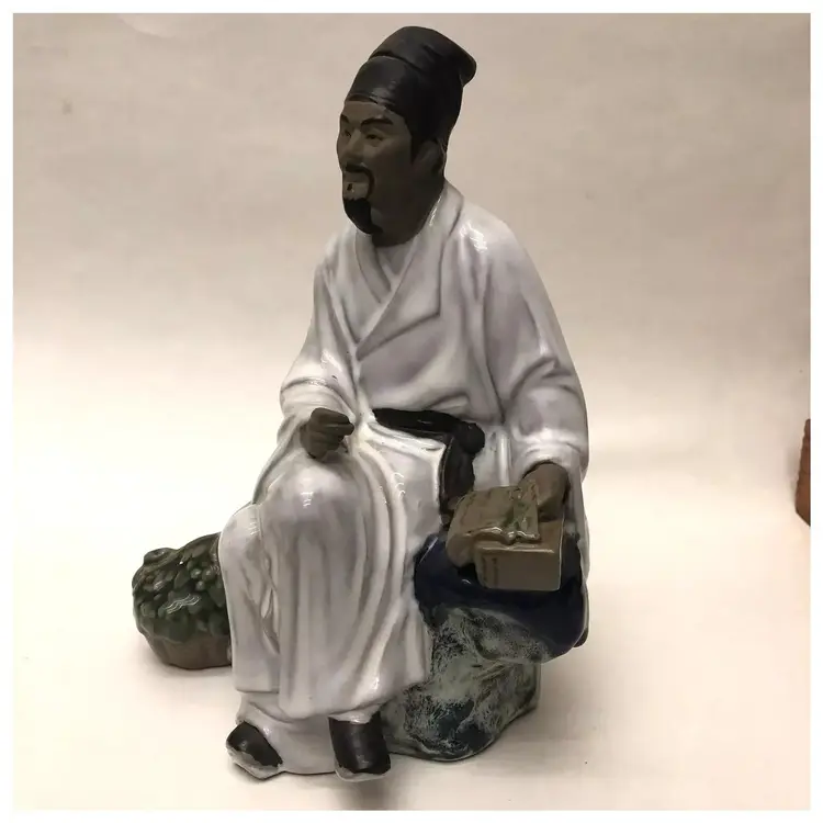 Vintage Shiwan Chinese Mudman "The Doctor" Figurine Seated Scholar ~9.5 inches tall
Please READ details 
(location: Box A12)
