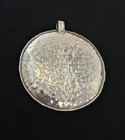 PZ Israel 925 Round Hammered Texture 2 Inch Pendant