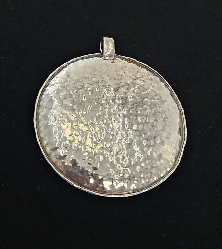 PZ Israel 925 Round Hammered Texture 2 Inch Pendant