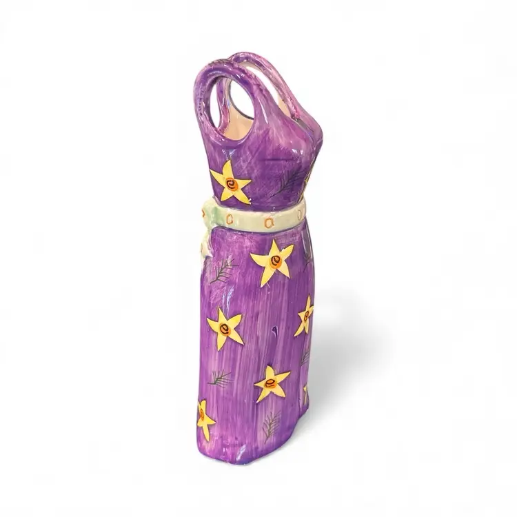 Vintage Purple Dress Bust Ceramic Vase