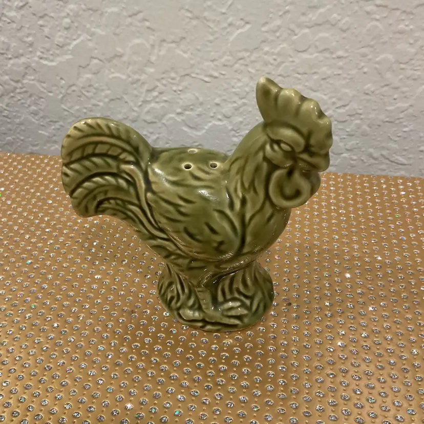 Green Glazed Rooster Shaker