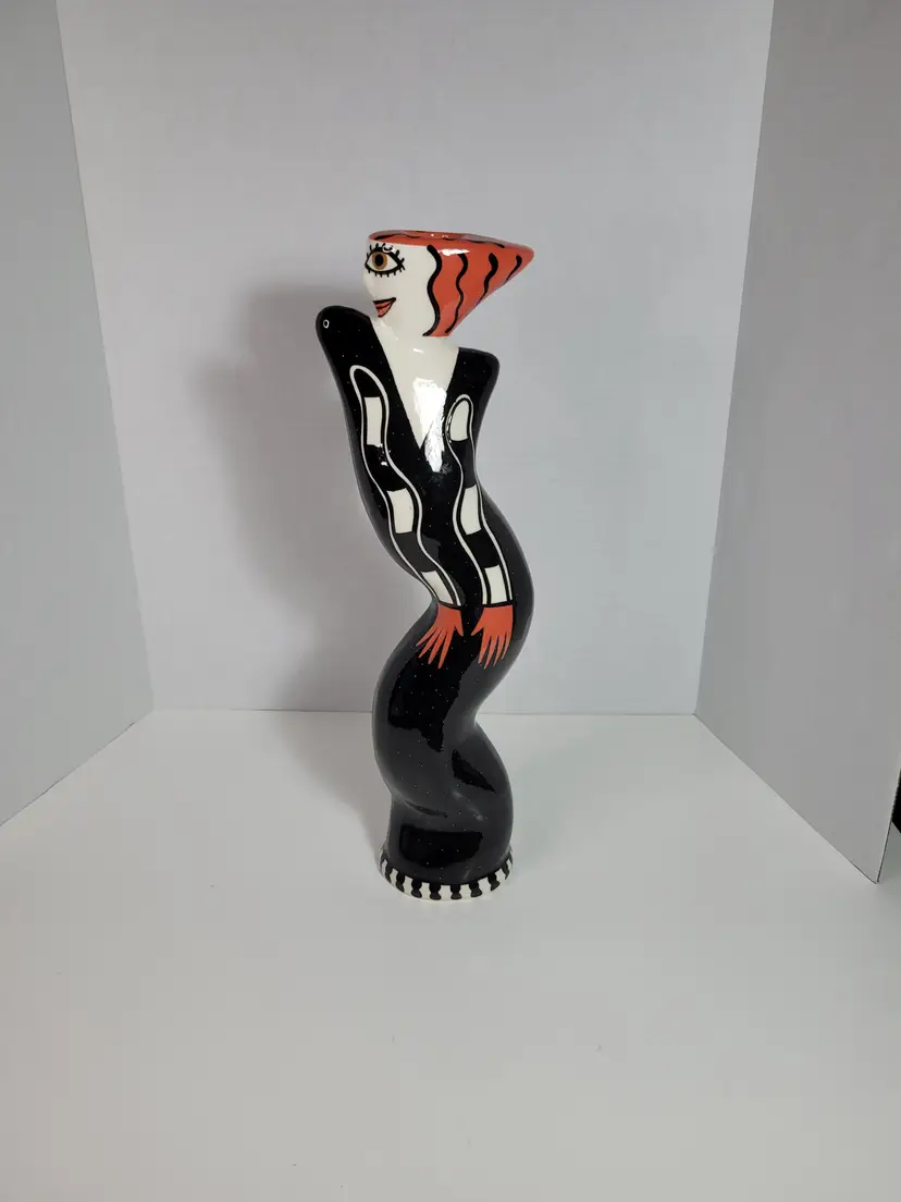Paloma Picasso Cubism Style Woman Figure Candle Holder Statue Signed 16"