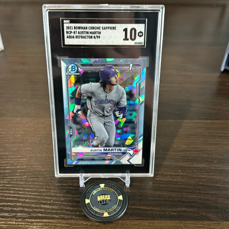 2021 Austin Martin /99 SGC 10 Bowman Chrome Sapphire 1st Minnesota Twins Aqua Refractor