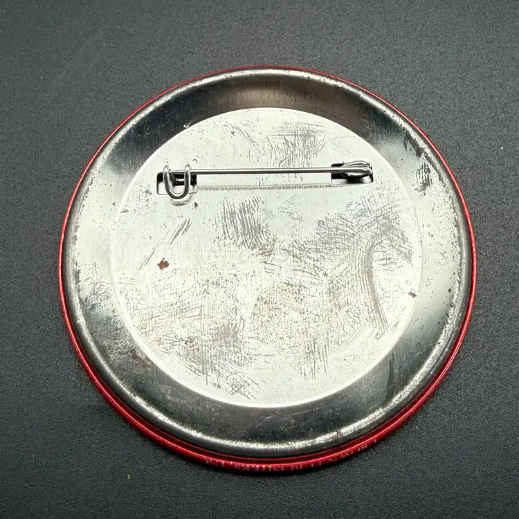 Vintage Jean M Auel Button Pin Pinback Book Author Plains Of Passage Red 2.5"