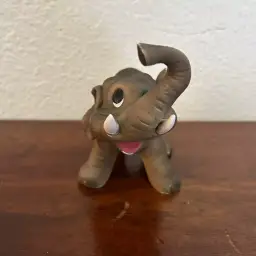 Vintage Ceramic Elephant Figurine Good Luck Trunk Up