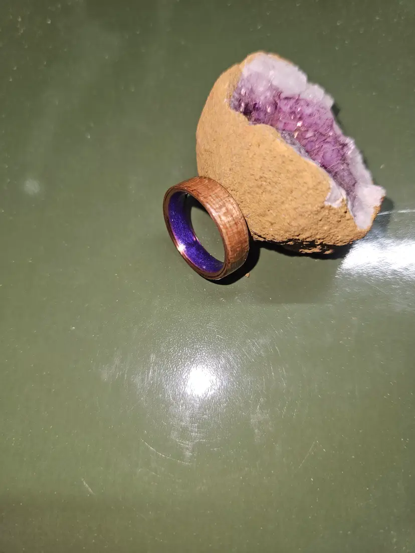 Figured cherry/copper handmade ring s. 6.5