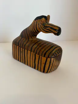 Hand Carved Zebra Trinket Box