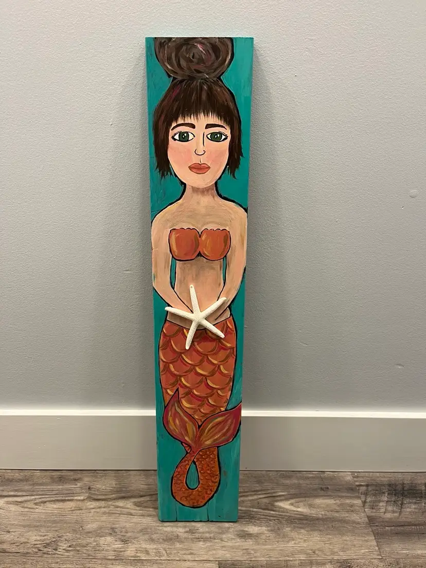 Hand painted Mermaid 6x26