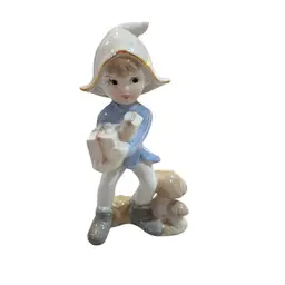 004 Vintage Porcelain Christmas Pixie Figurine 5”