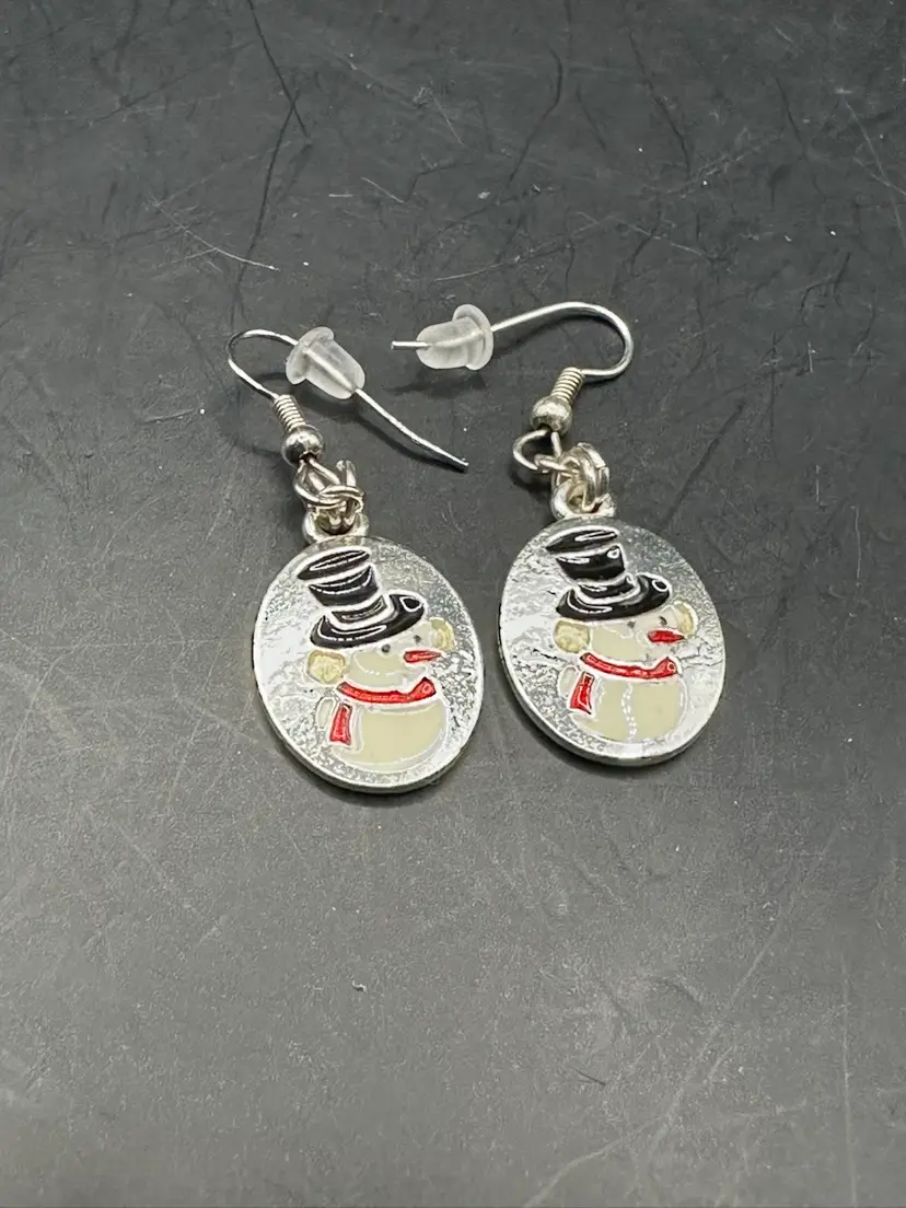 SILVER FOREST CHRISTMAS SNOWMAN EARRINGS