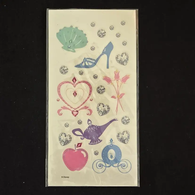 Disney Princess Stickers Ephemera Single Sheet 6"×3" with Disney Logo & condition Issues
