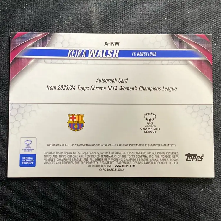 Keira Walsh Topps Chrome Auto - Bookend #1/50 - FC Barcelona - Women’s Soccer