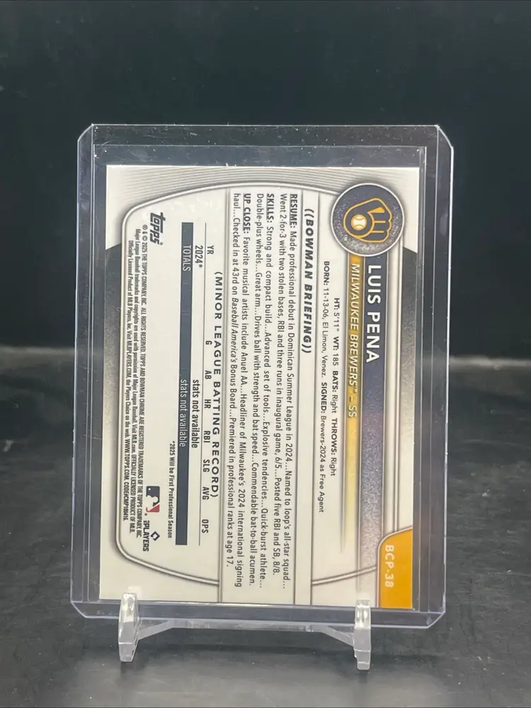 2025 Bowman Luis Pena 1st Chrome Milwaukee Brewers
