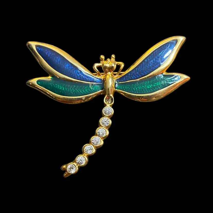 Dragonfly Brooch Missing Stone - 2” X 2 1/2”