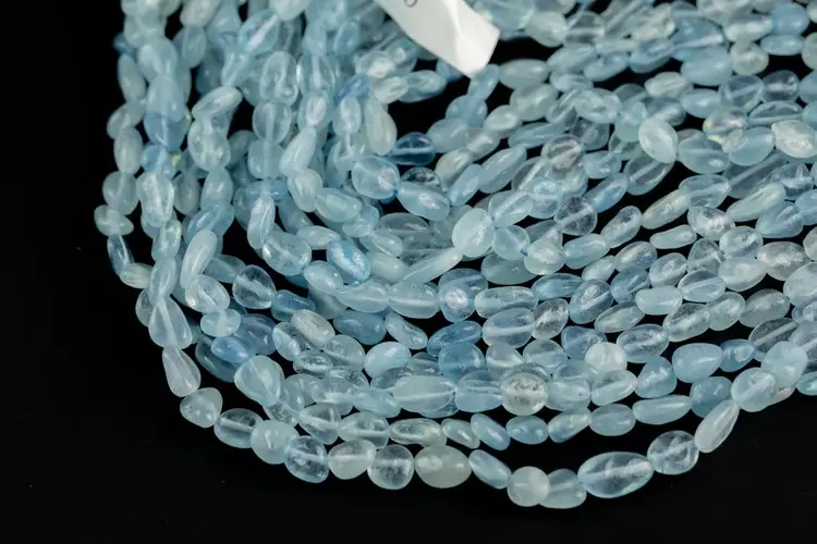 Natural Aquamarine Nuggets Beads - Around 5x8mm in dimensions -16 Inch strand - Wholesale pricing Gemstone Beads