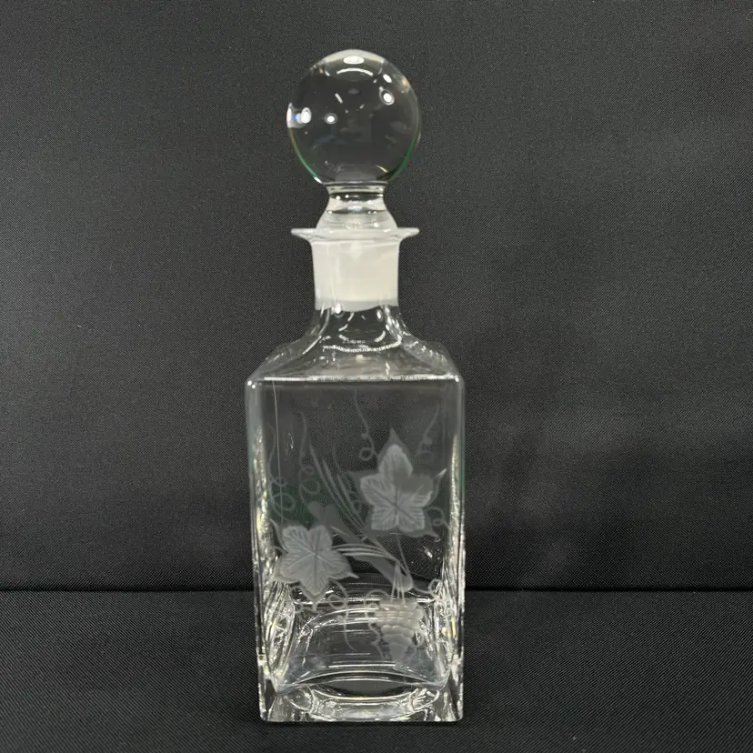 Etched Glass Decanter With Ground Stopper 