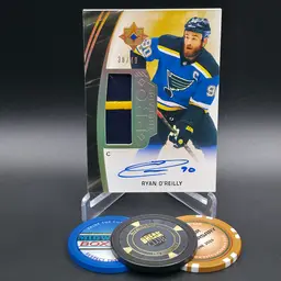 Ryan O'Reilly Patch Auto 2020-21 Upper Deck Ultimate Collection Hockey Pro Threads Autograph Memorabilia Insert Numbered 38/49 - Card #PT-RO - St Louis Blues