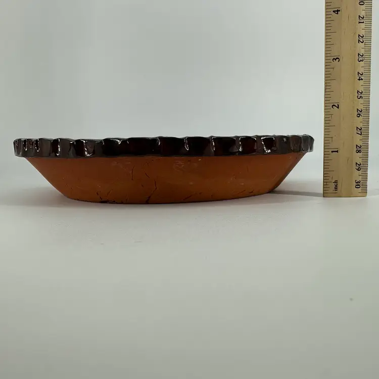 Vintage Loercher Studio Pottery Redware Pig Pie Plate