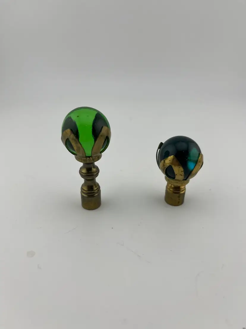 #01 - Vintage Brass and Colored Glass Ball Finial-Pick One